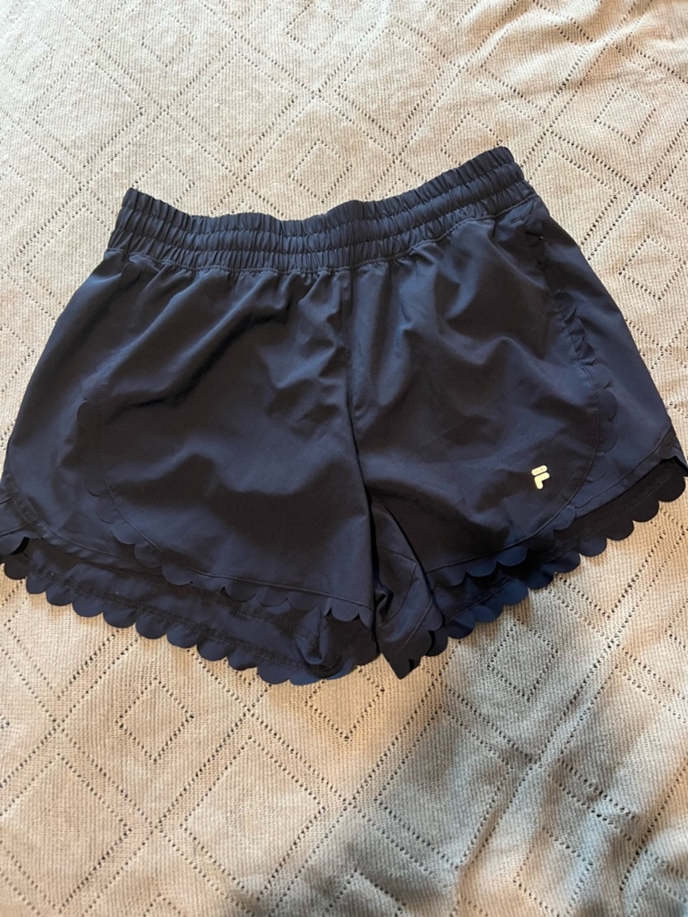 Fila Navy Scalloped Hem Athletic Shorts